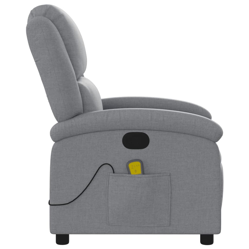 vidaXL Massage Recliner Chair Light Grey Fabric