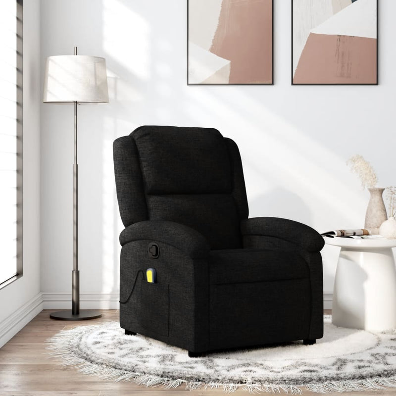vidaXL Massage Recliner Chair Black Fabric