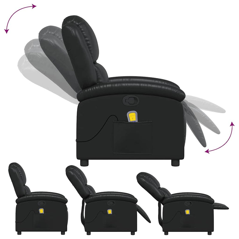 vidaXL Massage Recliner Chair Black Faux Leather