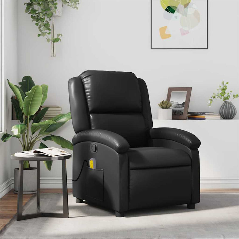 vidaXL Massage Recliner Chair Black Faux Leather