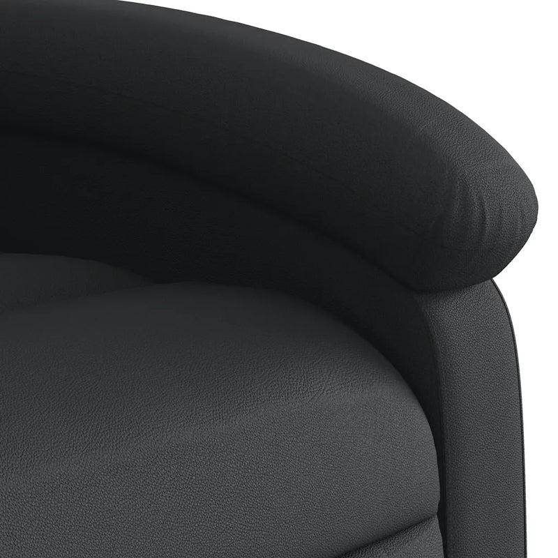 Recliner Chair Black Real Leather