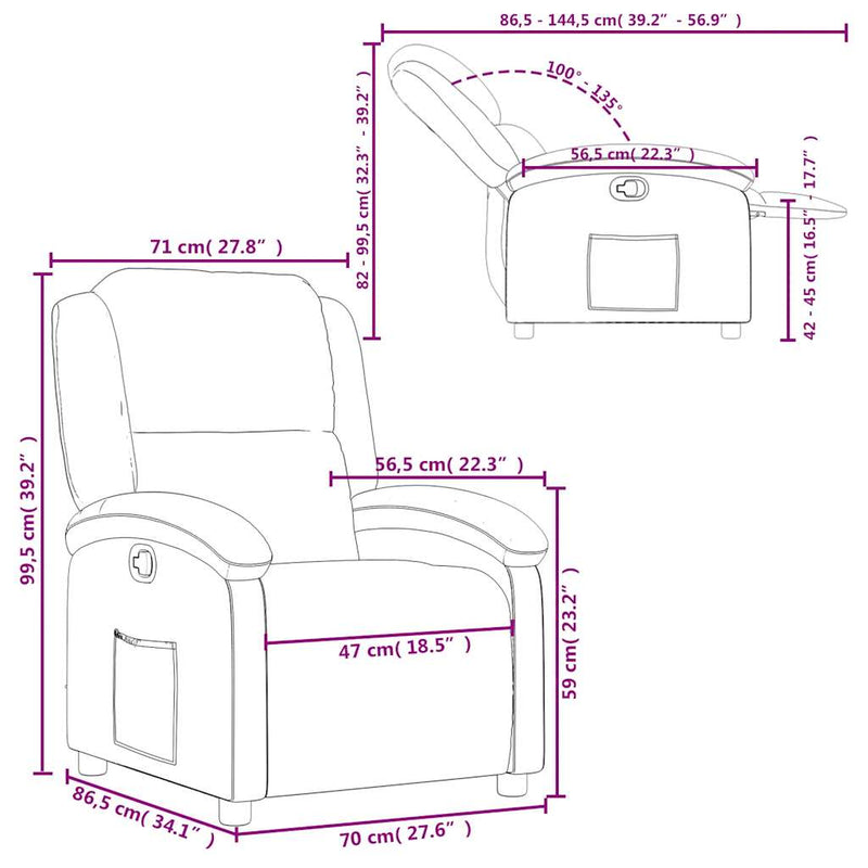 Recliner Chair Cream Real Leather