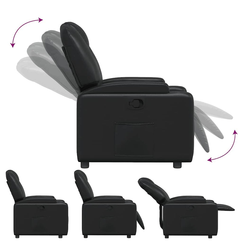 vidaXL Recliner Chair Black Faux Leather