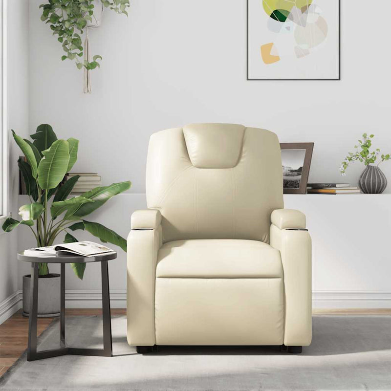 vidaXL Massage Recliner Chair Cream Faux Leather