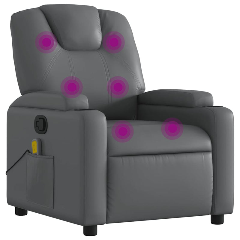 vidaXL Massage Recliner Chair Grey Faux Leather