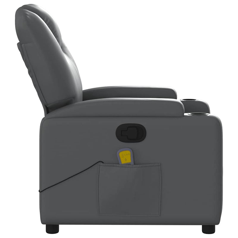 vidaXL Massage Recliner Chair Grey Faux Leather