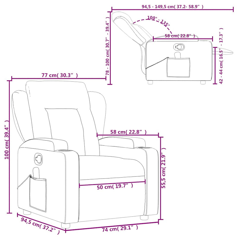 vidaXL Massage Recliner Chair Dark Grey Fabric