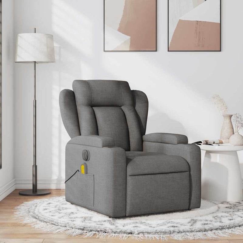 vidaXL Massage Recliner Chair Dark Grey Fabric