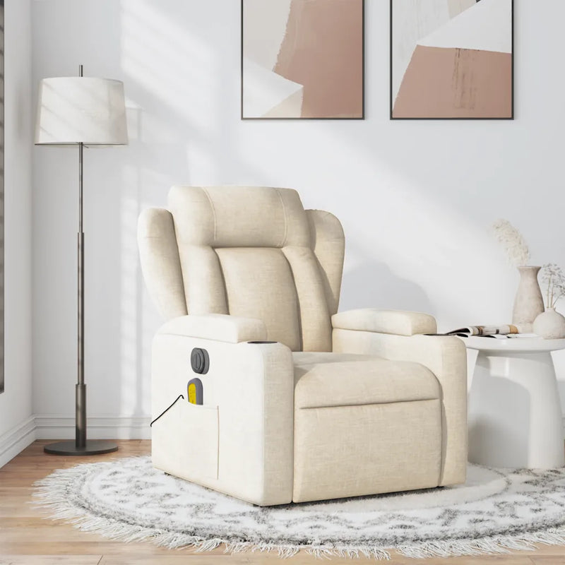Massage Recliner Chair Cream Fabric