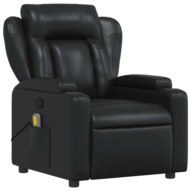 vidaXL Massage Recliner Chair Black Faux Leather