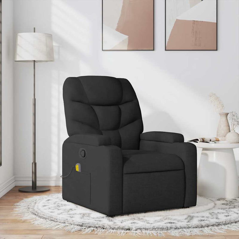 vidaXL Massage Recliner Chair Black Fabric