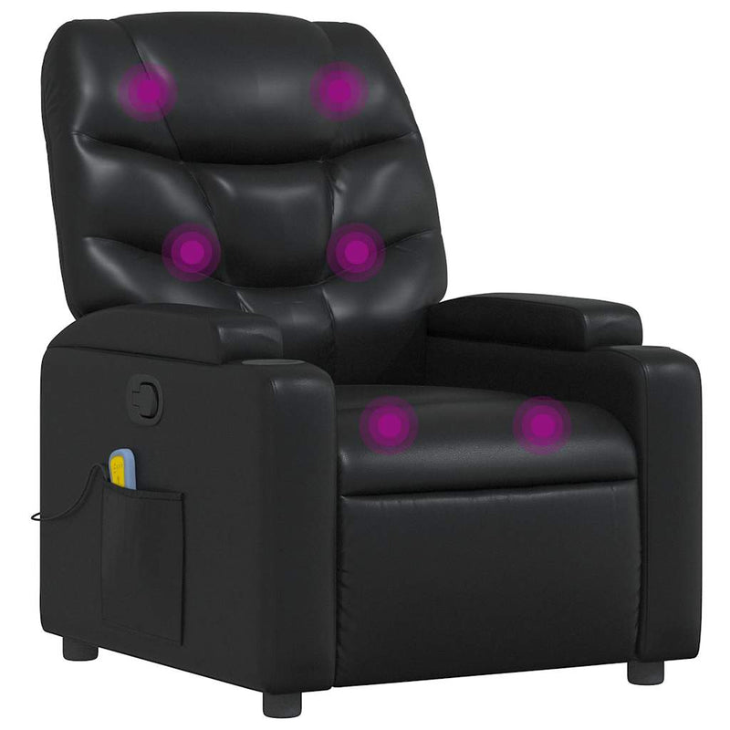 vidaXL Massage Recliner Chair Black Faux Leather