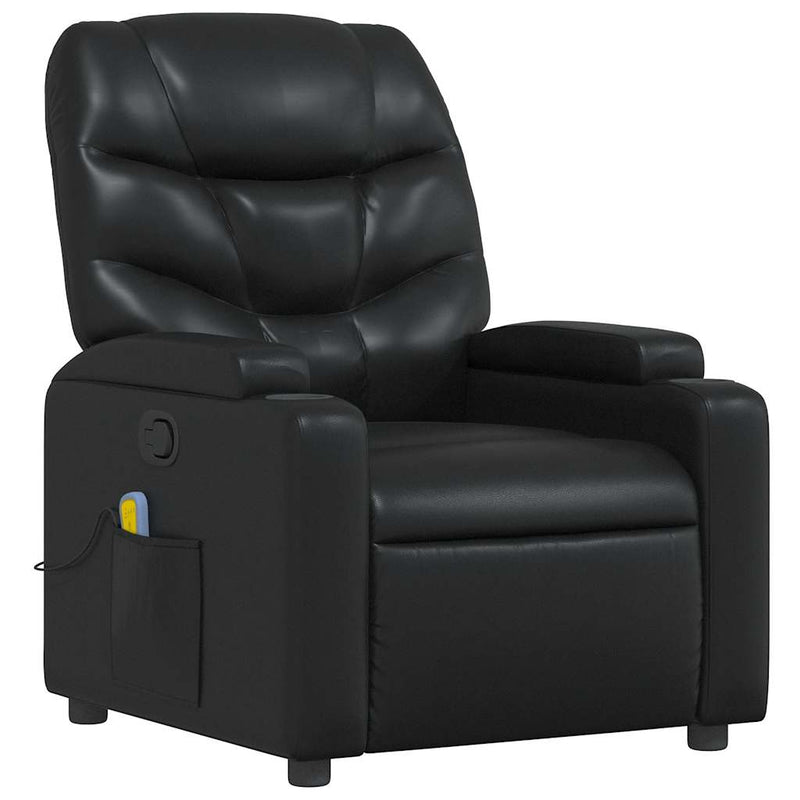 vidaXL Massage Recliner Chair Black Faux Leather