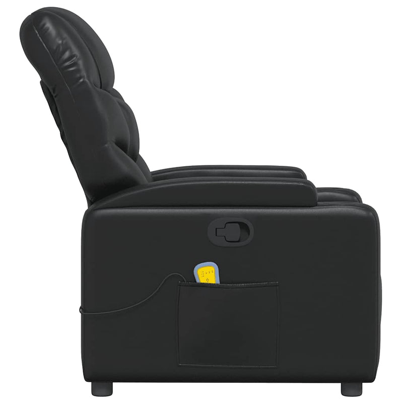 vidaXL Massage Recliner Chair Black Faux Leather