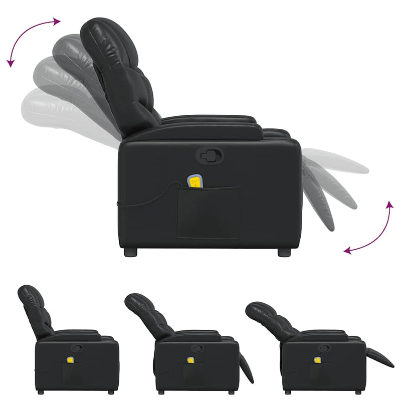 vidaXL Massage Recliner Chair Black Faux Leather