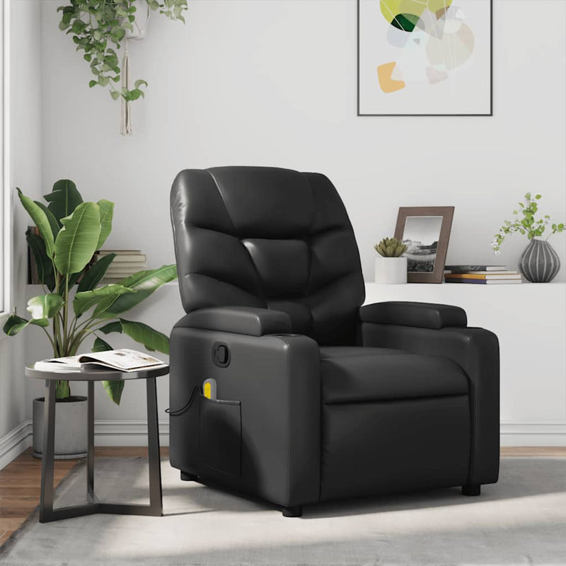 vidaXL Massage Recliner Chair Black Faux Leather