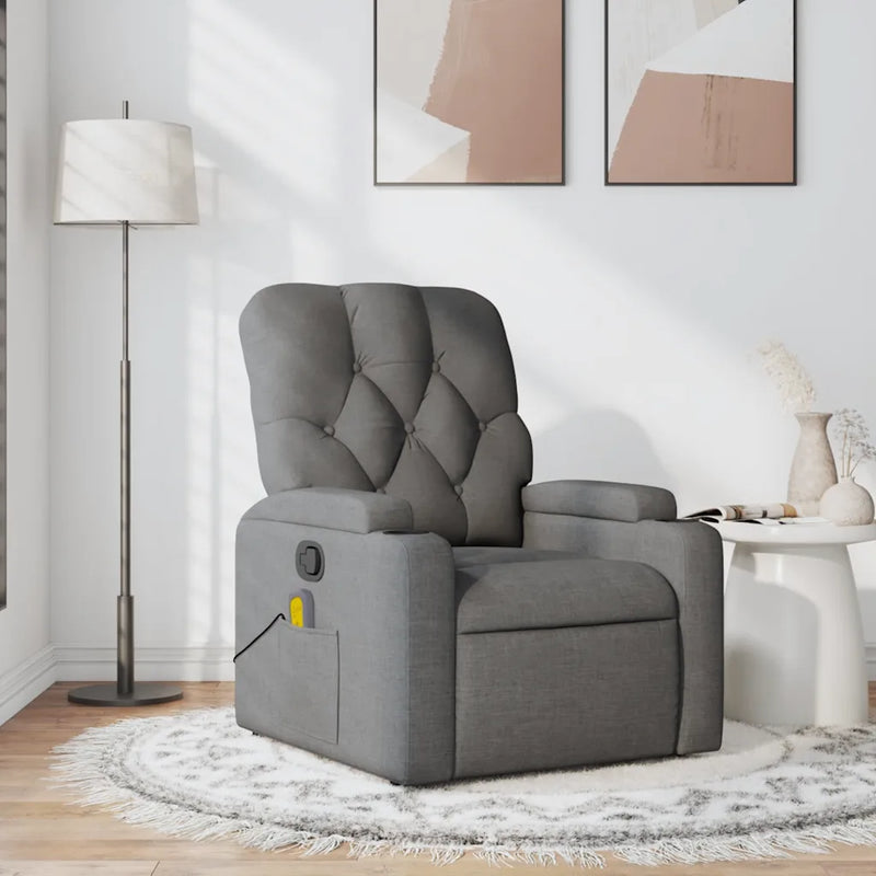 Massage Recliner Chair Dark Grey Fabric