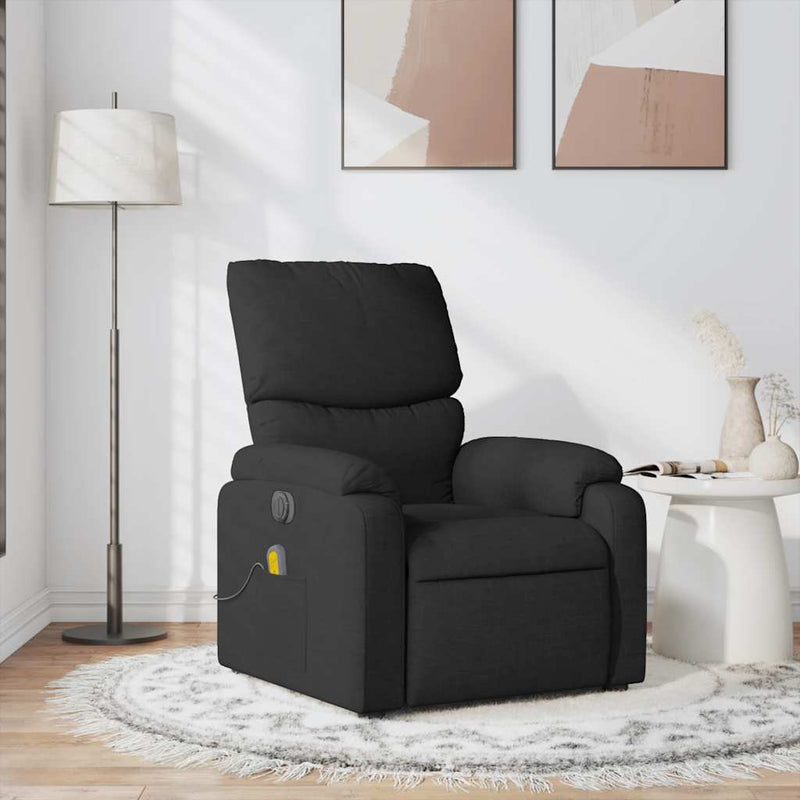 vidaXL Massage Recliner Chair Black Fabric