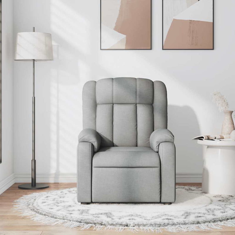 vidaXL Massage Recliner Chair Light Grey Fabric