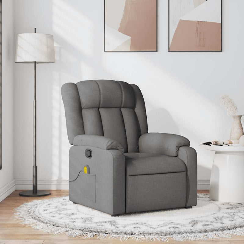vidaXL Massage Recliner Chair Dark Grey Fabric