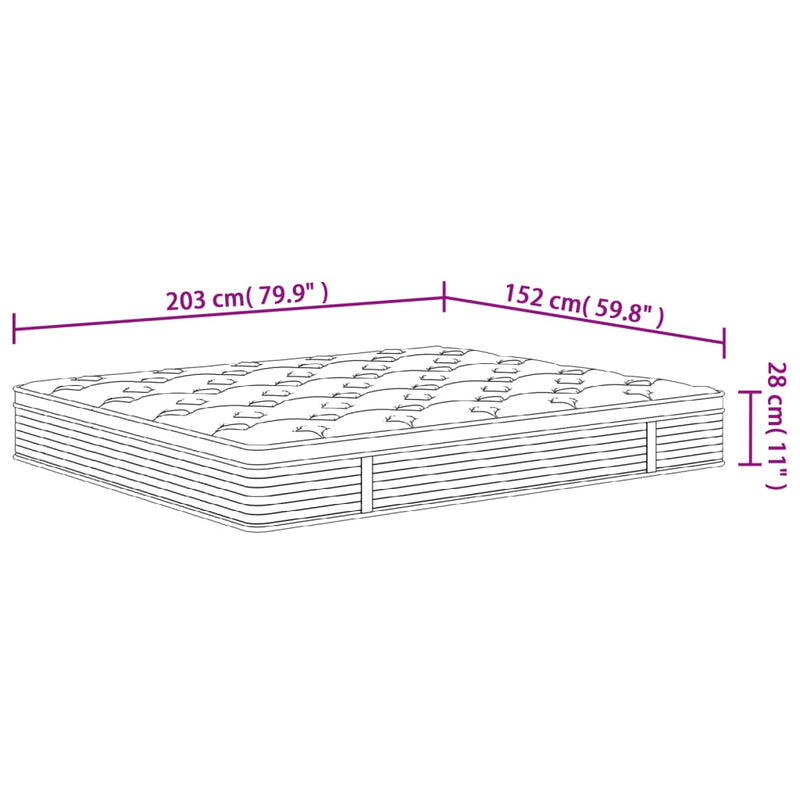 vidaXL Pocket Spring Mattress Medium 152x203 cm Queen Size