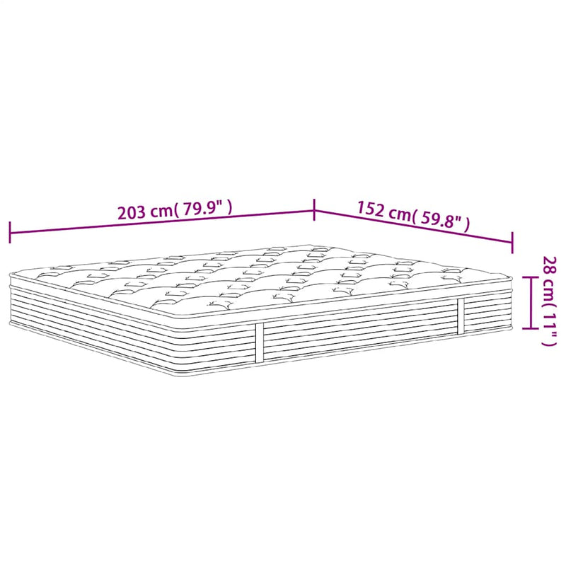 vidaXL Pocket Spring Mattress Medium 152x203 cm Queen Size
