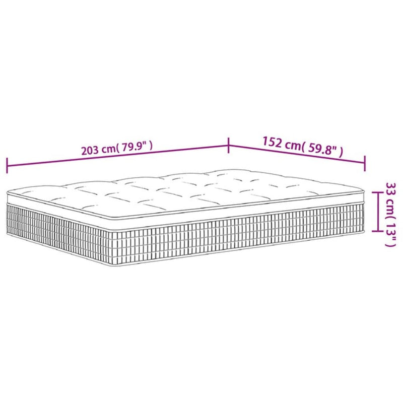 vidaXL Pocket Spring Mattress Medium Plus 152x203 cm Queen Size