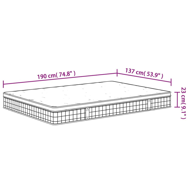 vidaXL Bonnell Spring Mattress Medium 137x190 cm Double Size