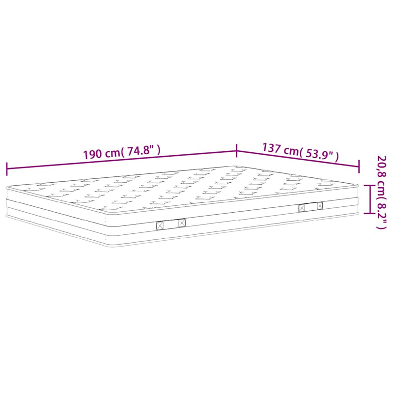 vidaXL Bonnell Spring Mattress Medium 137x190 cm Double Size