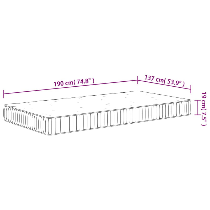 vidaXL Pocket Spring Mattress Medium 137x190 cm