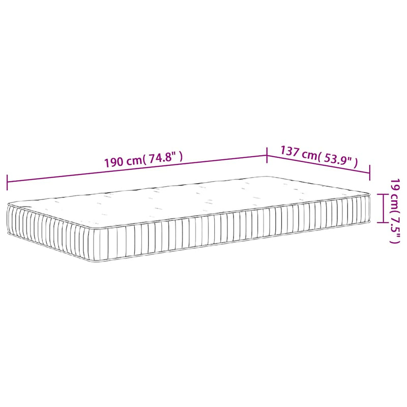 vidaXL Pocket Spring Mattress Medium 137x190 cm