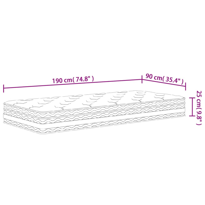 vidaXL Pocket Spring Mattress Medium 90x190 cm