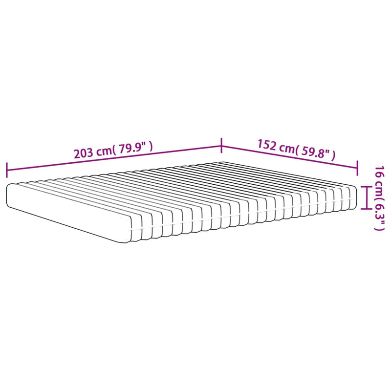 vidaXL Foam Mattress Medium Soft 152x203 cm Queen Size