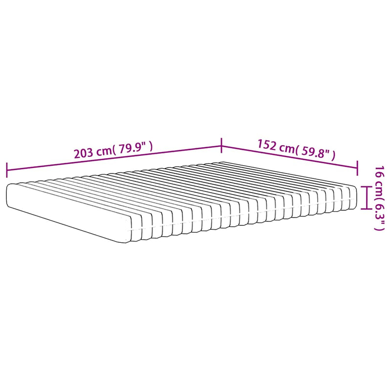 vidaXL Foam Mattress Medium Soft 152x203 cm Queen Size