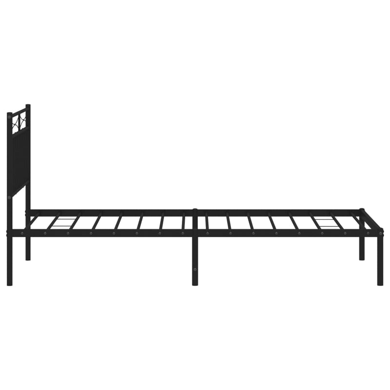 Metal Bed Frame with Headboard Black 92x187 cm Single Size