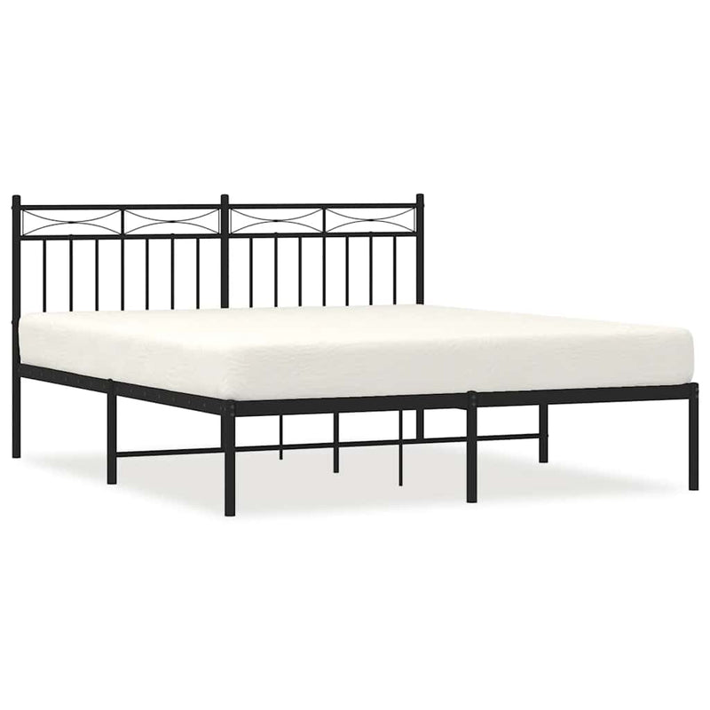 vidaXL Metal Bed Frame without Mattress with Headboard Black 150x200 cm