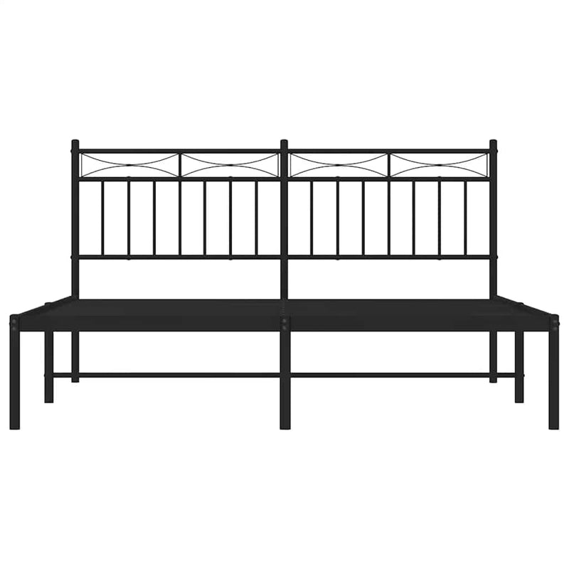 vidaXL Metal Bed Frame without Mattress with Headboard Black 150x200 cm