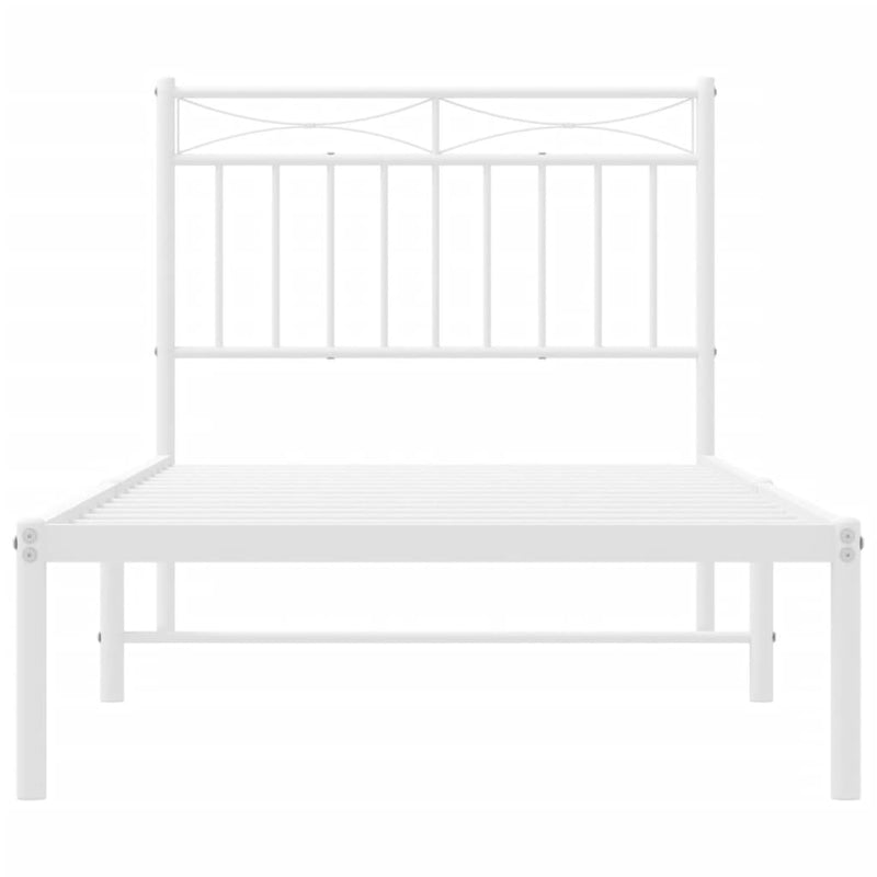 Metal Bed Frame with Headboard White 92x187 cm Single Size