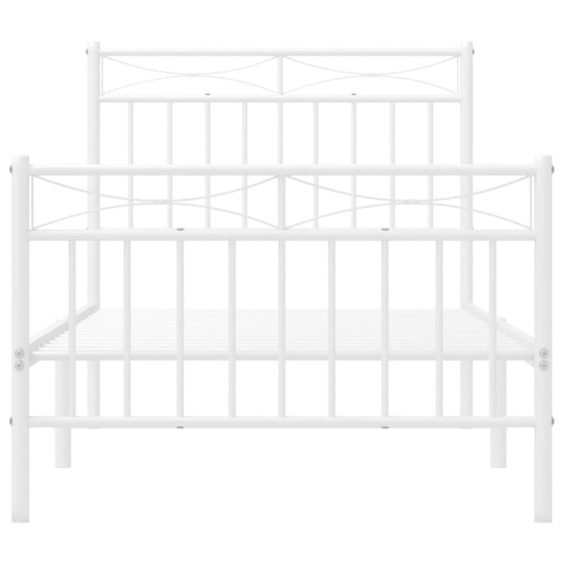 Metal Bed Frame with Headboard and Footboard White 92x187 cm Single Size