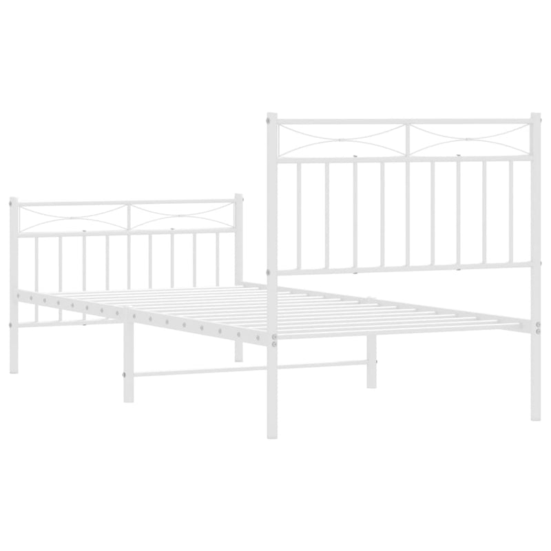 Metal Bed Frame with Headboard and Footboard White 92x187 cm Single Size