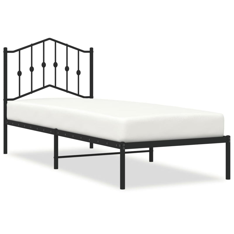 vidaXL Metal Bed Frame without Mattress with Headboard Black 90x190 cm