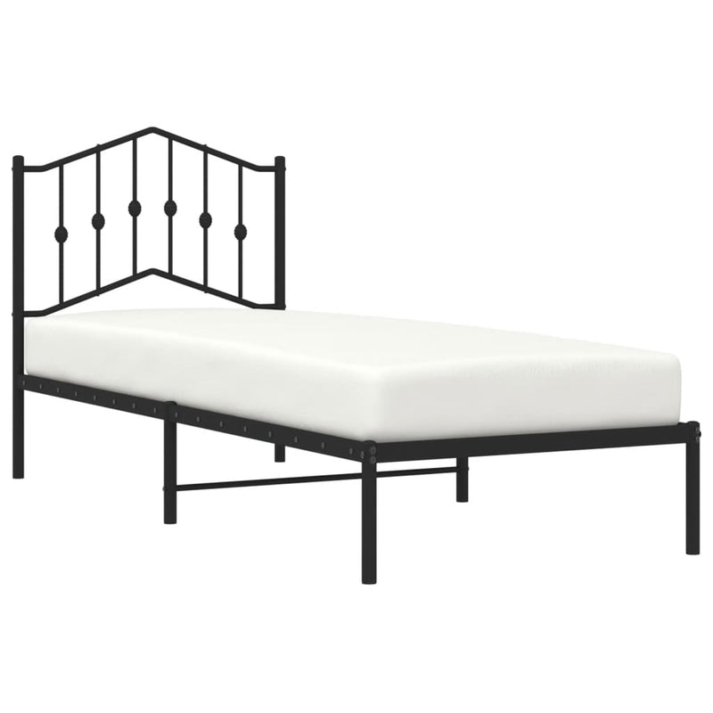vidaXL Metal Bed Frame without Mattress with Headboard Black 90x190 cm