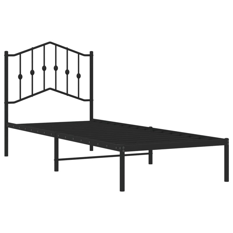 vidaXL Metal Bed Frame without Mattress with Headboard Black 90x190 cm