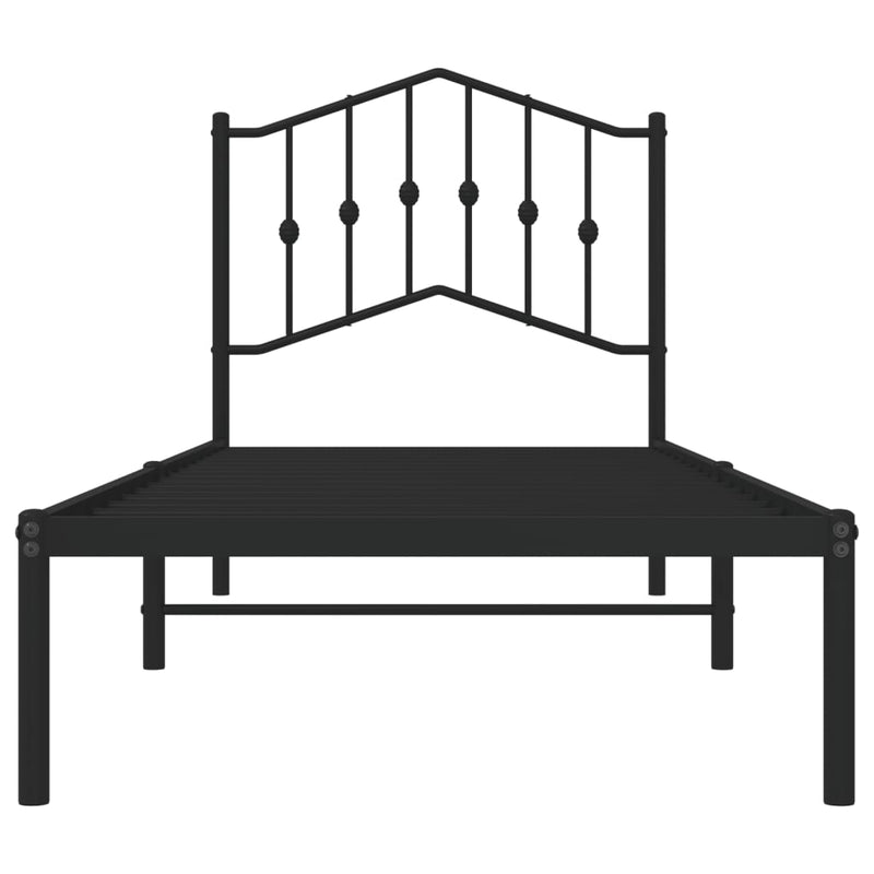 vidaXL Metal Bed Frame without Mattress with Headboard Black 90x190 cm