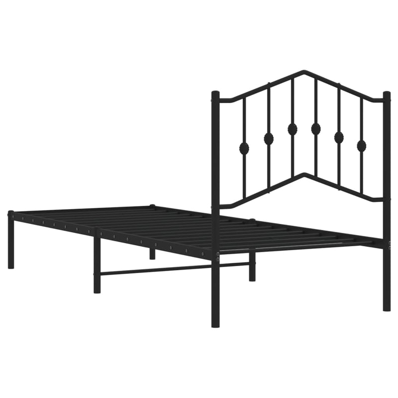 vidaXL Metal Bed Frame without Mattress with Headboard Black 90x190 cm