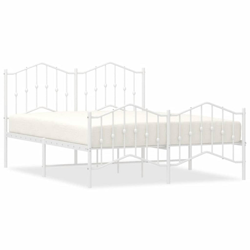 vidaXL Metal Bed Frame without Mattress with Footboard White 150x200 cm