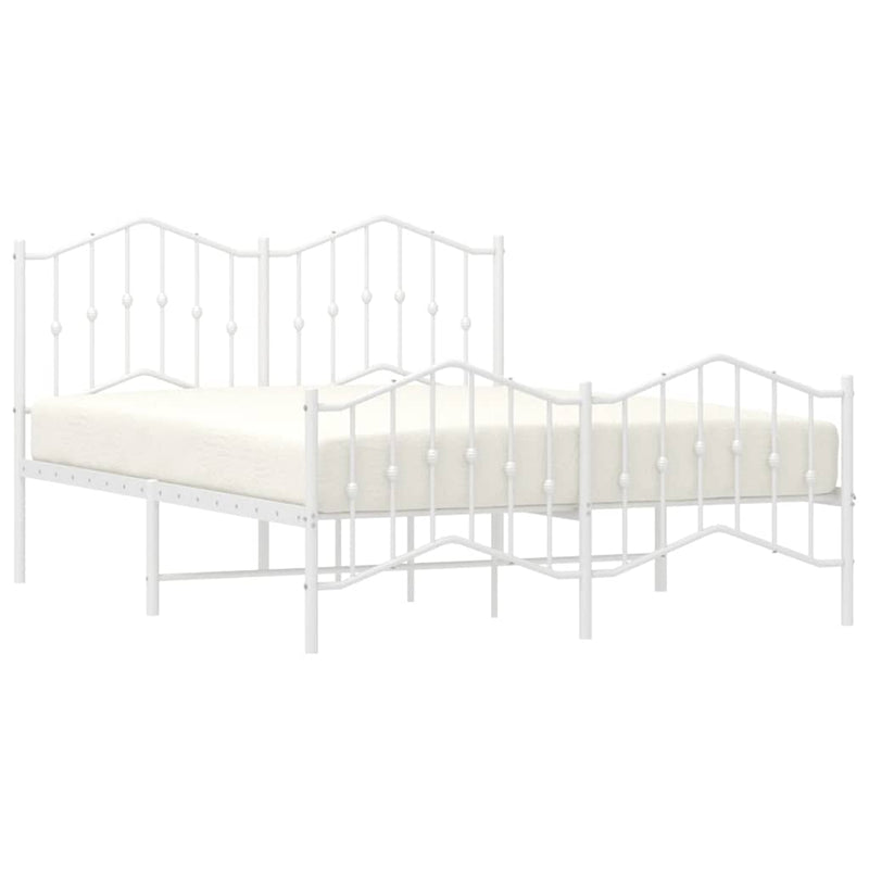 vidaXL Metal Bed Frame without Mattress with Footboard White 150x200 cm