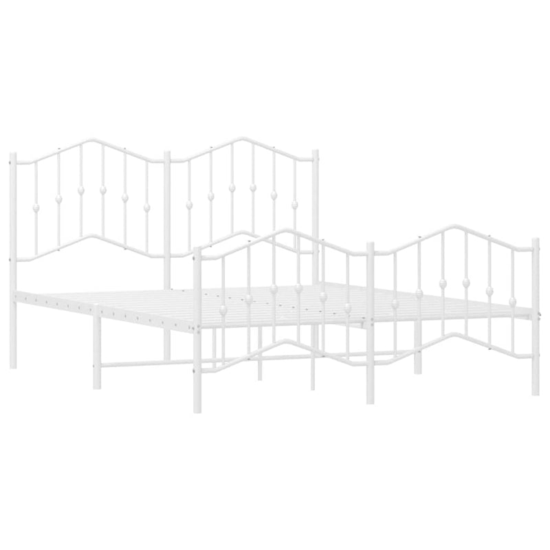 vidaXL Metal Bed Frame without Mattress with Footboard White 150x200 cm