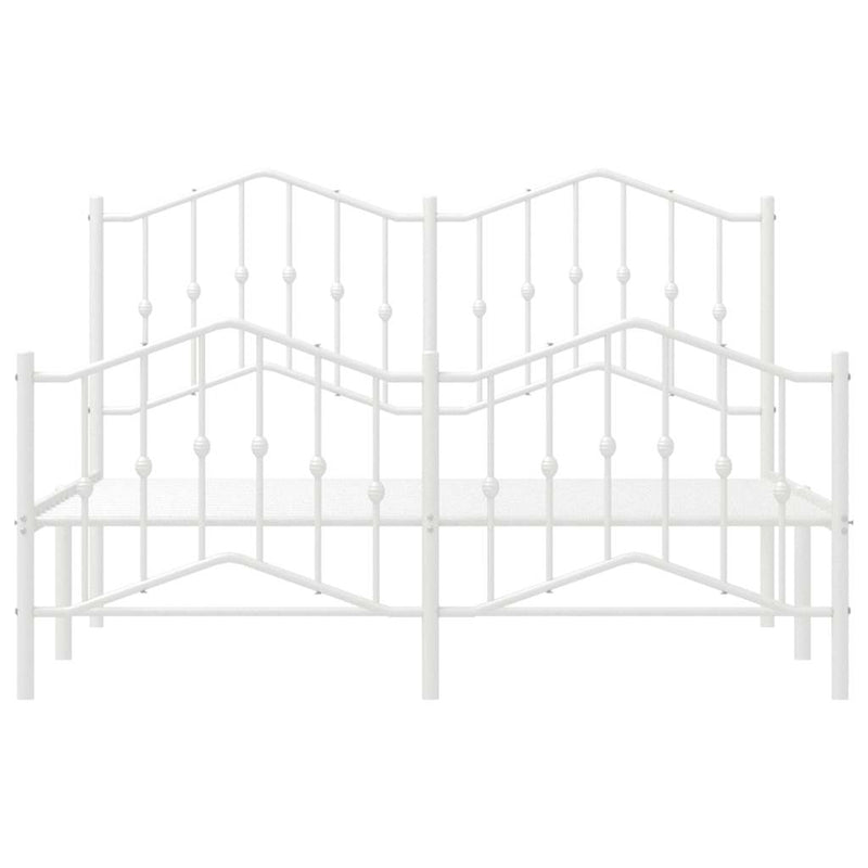 vidaXL Metal Bed Frame without Mattress with Footboard White 150x200 cm