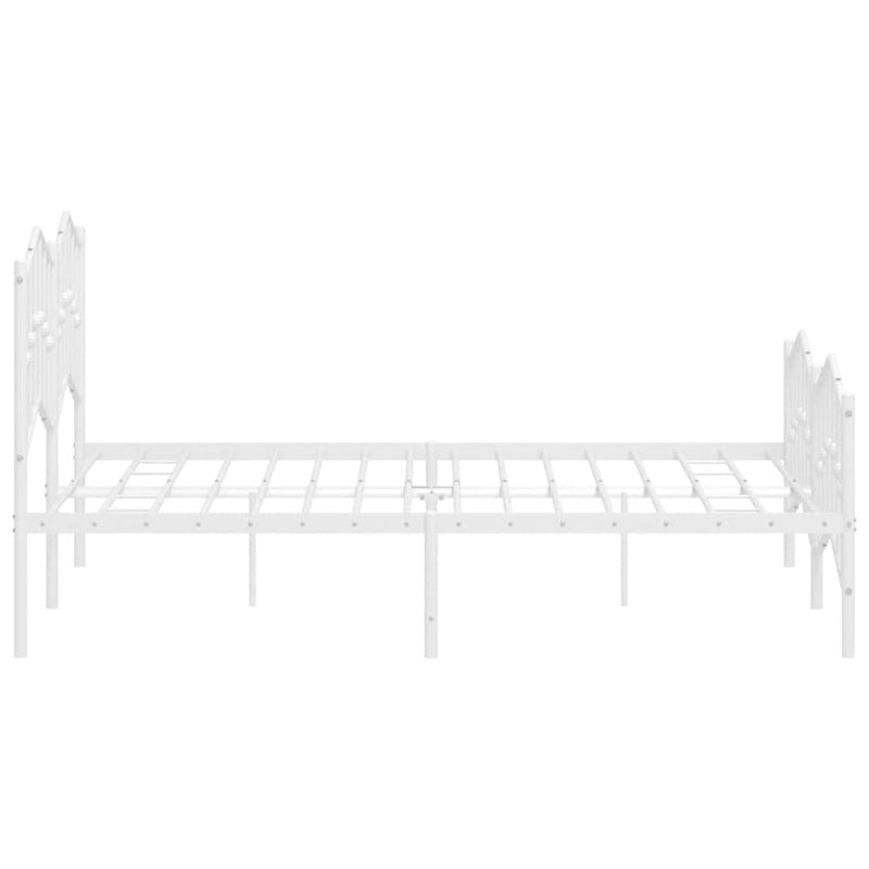 vidaXL Metal Bed Frame without Mattress with Footboard White 150x200 cm